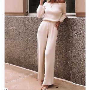 By Egris Off the Shoulder Knit Sweater Jumpsuit
